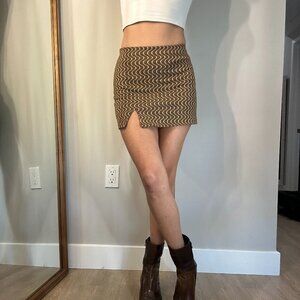 Brown A-line mini skirt with retro print from Pull&Bear (ASOS)